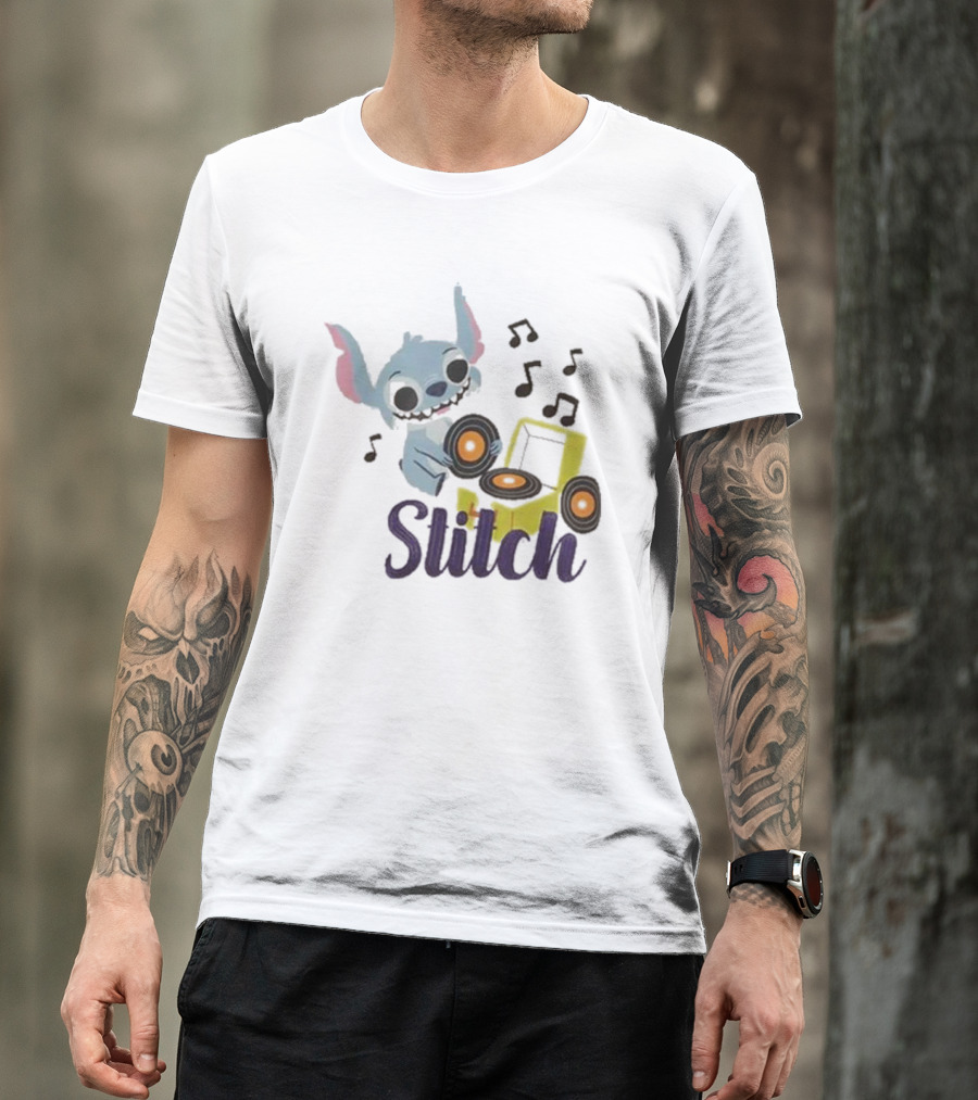 Her Universe Disney Stitch Record Player Isometric Ringer T-Shirt