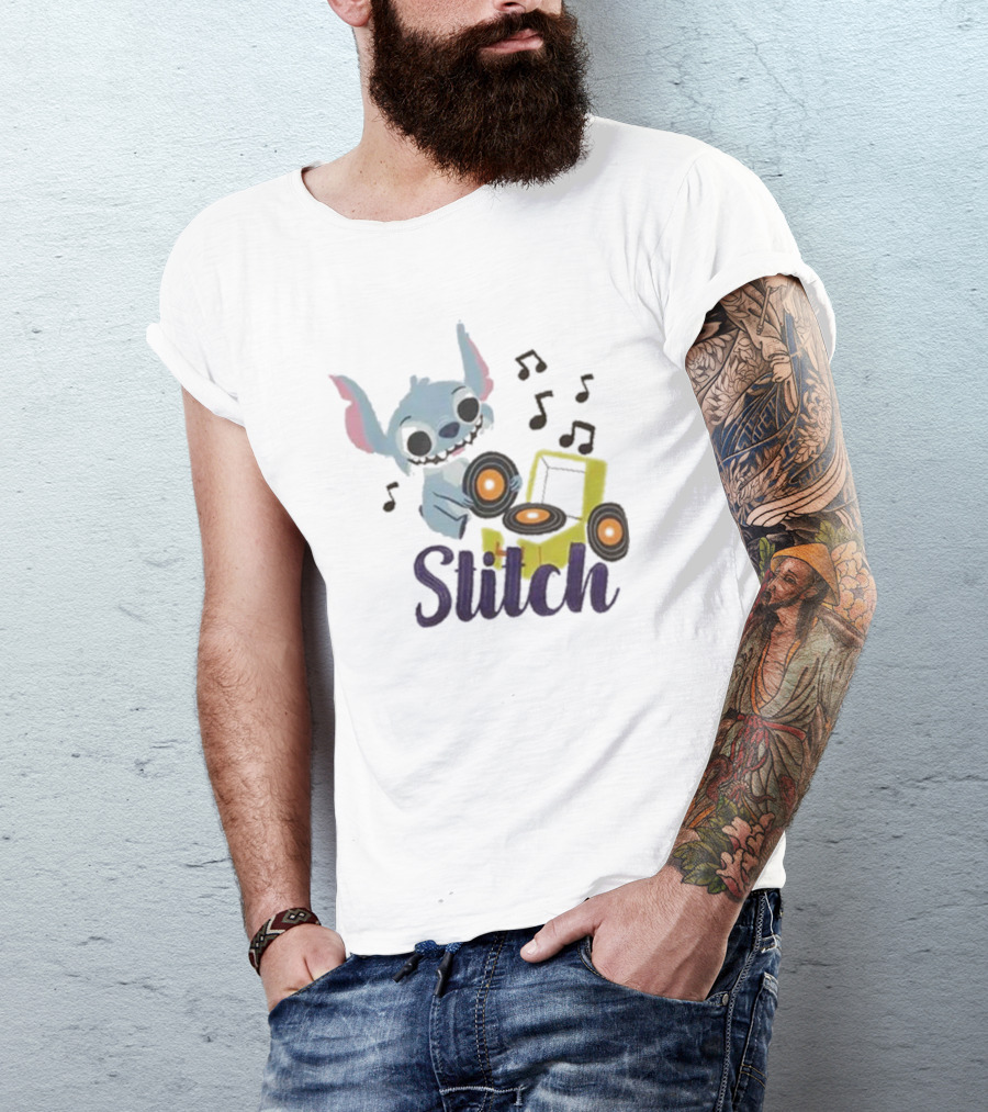 Her Universe Disney Stitch Record Player Isometric Ringer T-Shirt