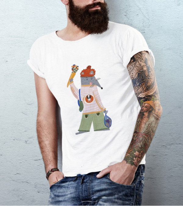 Hildalia Weekend Mouse With Flowers In Hand T-Shirt
