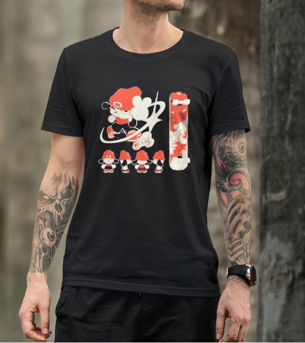 Hip Hop Dog Bryson McBee Roller Skating Skateboard Red Hat T-Shirt
