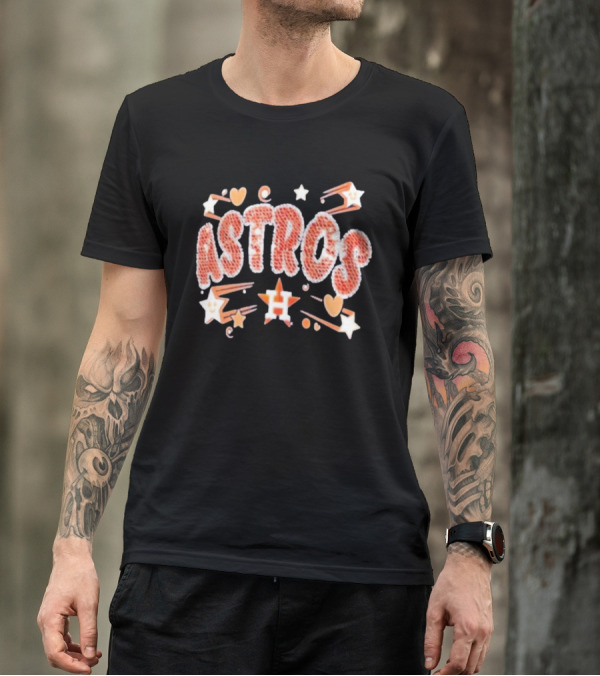Houston Astros New Era Girls Youth Sequin Astros Hearts Stars T-Shirt