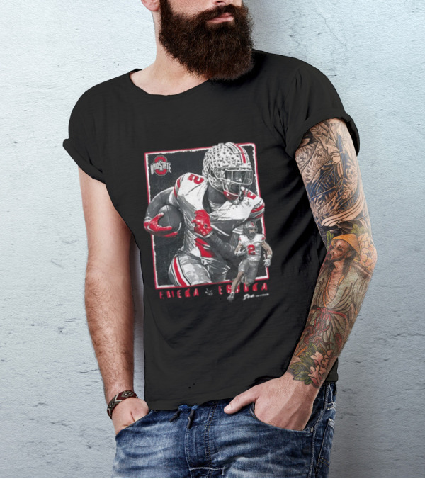 Ohio State Egbuka Football Action Run T-Shirt