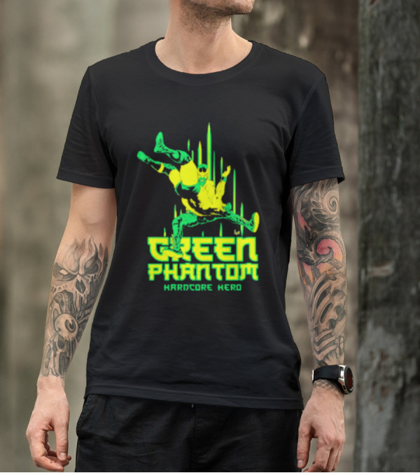 Green Phantom Hardcore Hero Wrestler Action T-Shirt