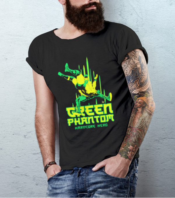 Green Phantom Hardcore Hero Wrestler Action T-Shirt