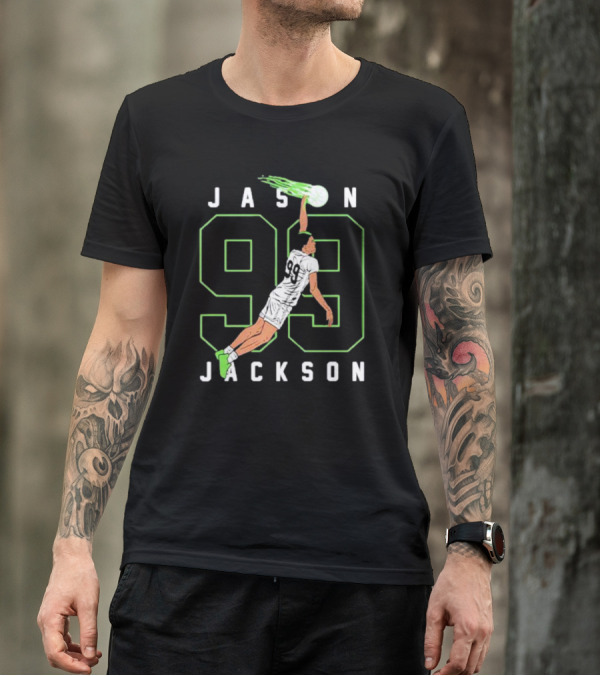JASON JACKSON 99 Basketball Slam Dunk Caricature T-Shirt