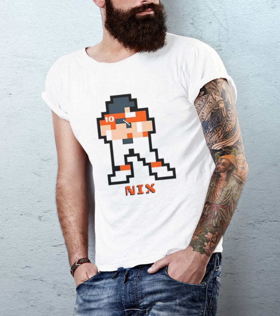 Broncos Bo Nix 8-Bit Number 10 Pixel T-Shirt