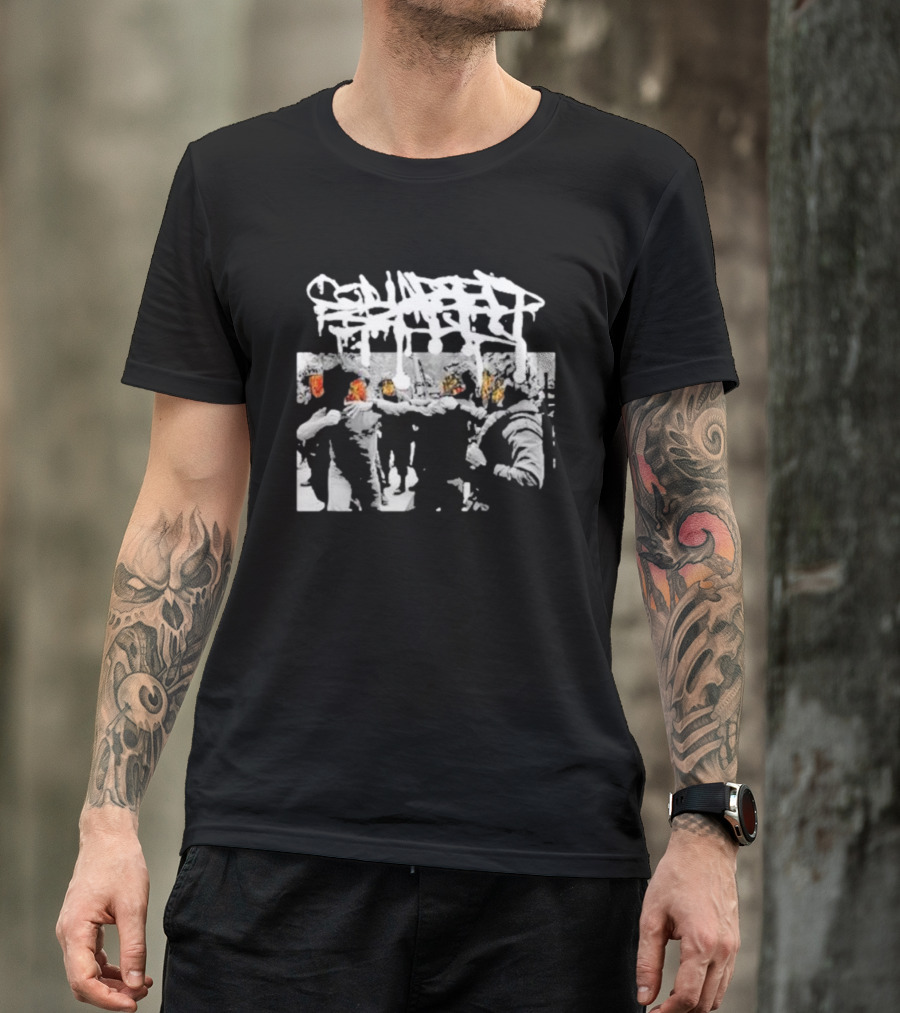 Squad Beat Collapsed Skull Neighbors Riot Scene T-Shirt