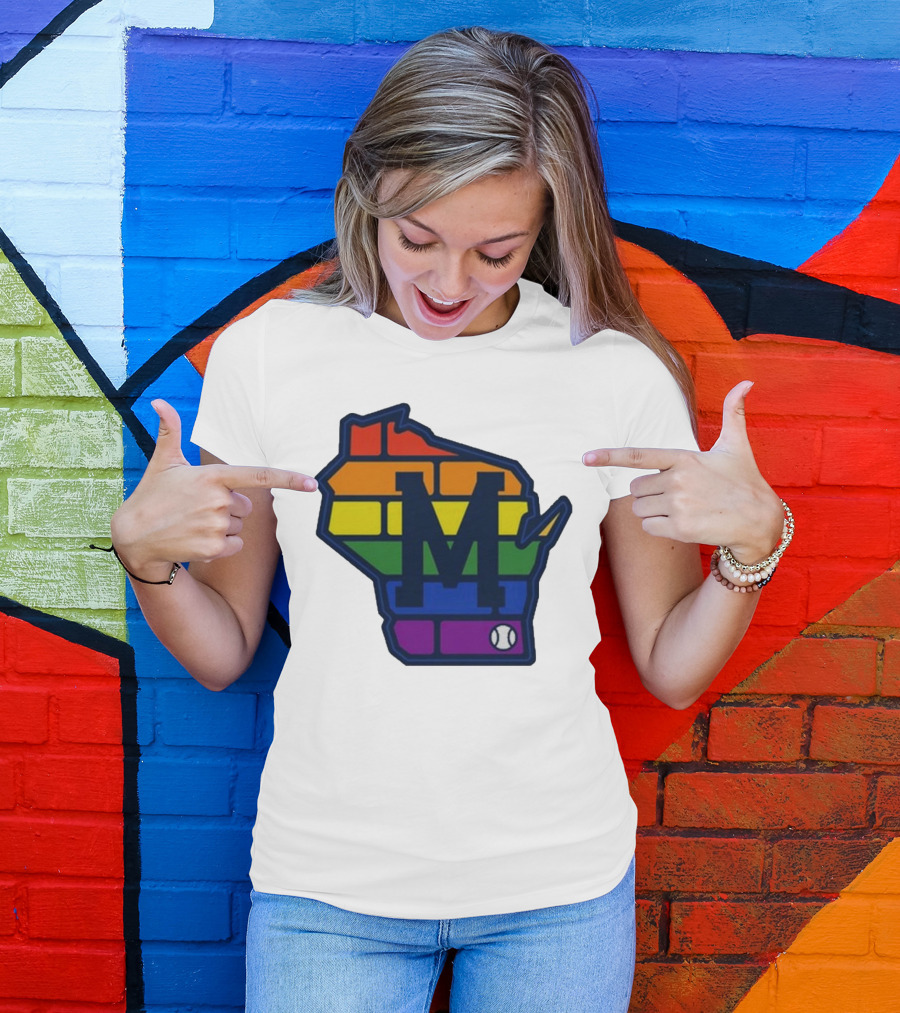 Aurora Health Care Brewers Pride Rainbow Wisconsin Baseball T-Shirt