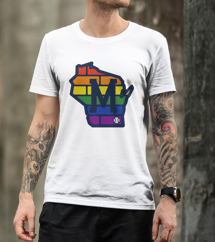 Aurora Health Care Brewers Pride Rainbow Wisconsin Baseball T-Shirt