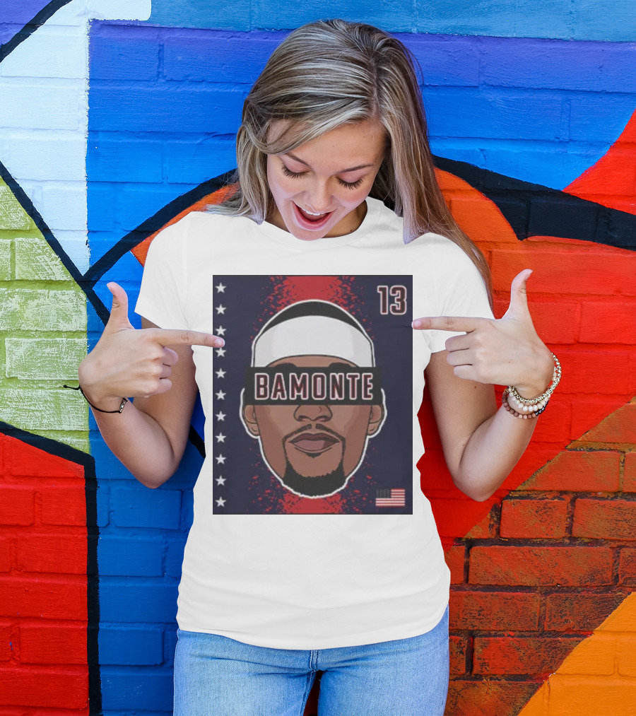 Bamonte 13 Stars And Stripes Illustration Bam Adebayo T-Shirt