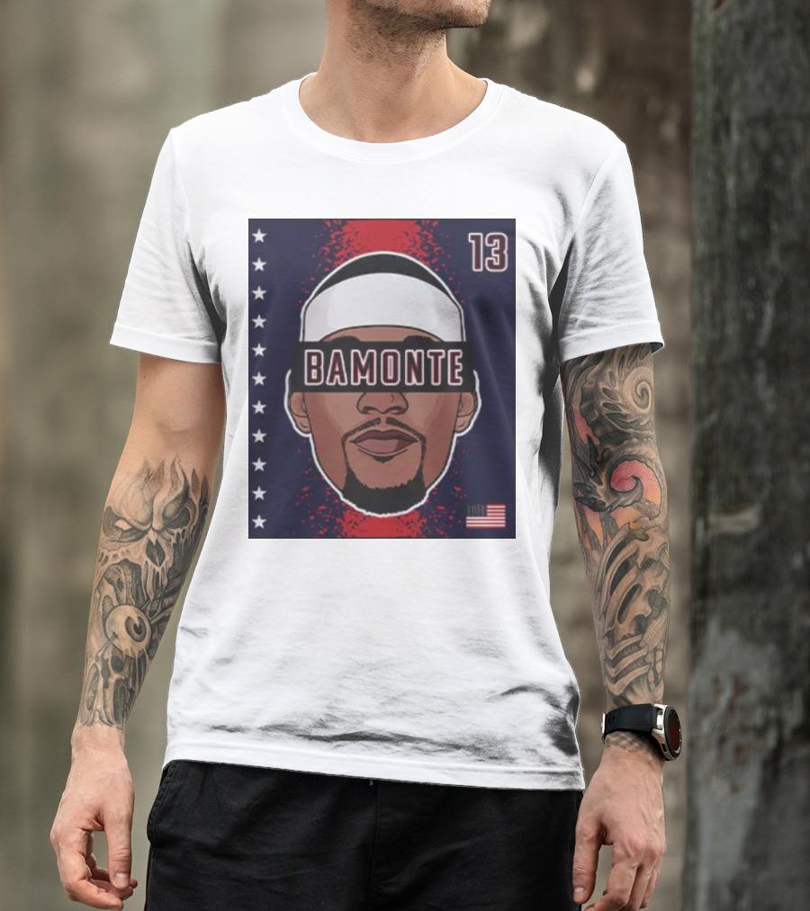 Bamonte 13 Stars And Stripes Illustration Bam Adebayo T-Shirt