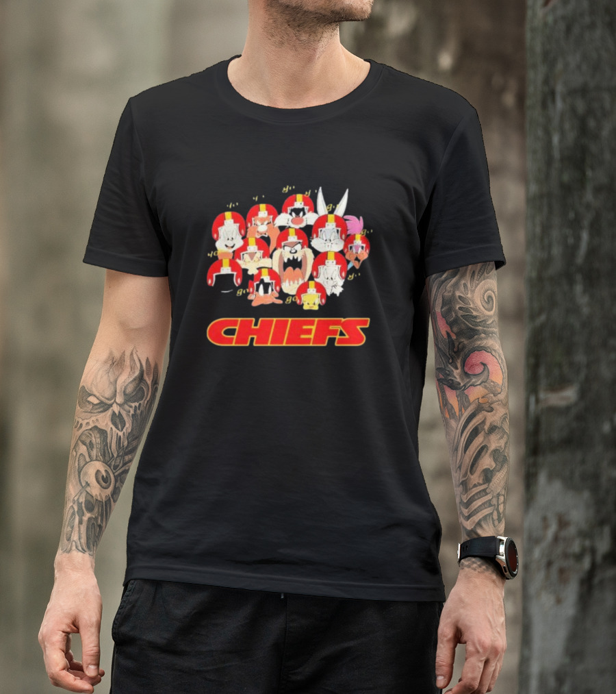 Looney Tunes Characters Chiefs Helmets Kansas City Chiefs T-Shirt