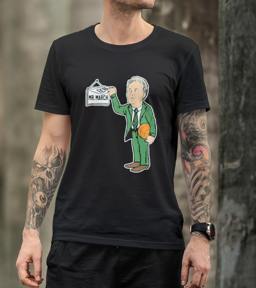 Mr. March Basketball Coach With Calendar In Green Suit Holding Basketball T-Shirt