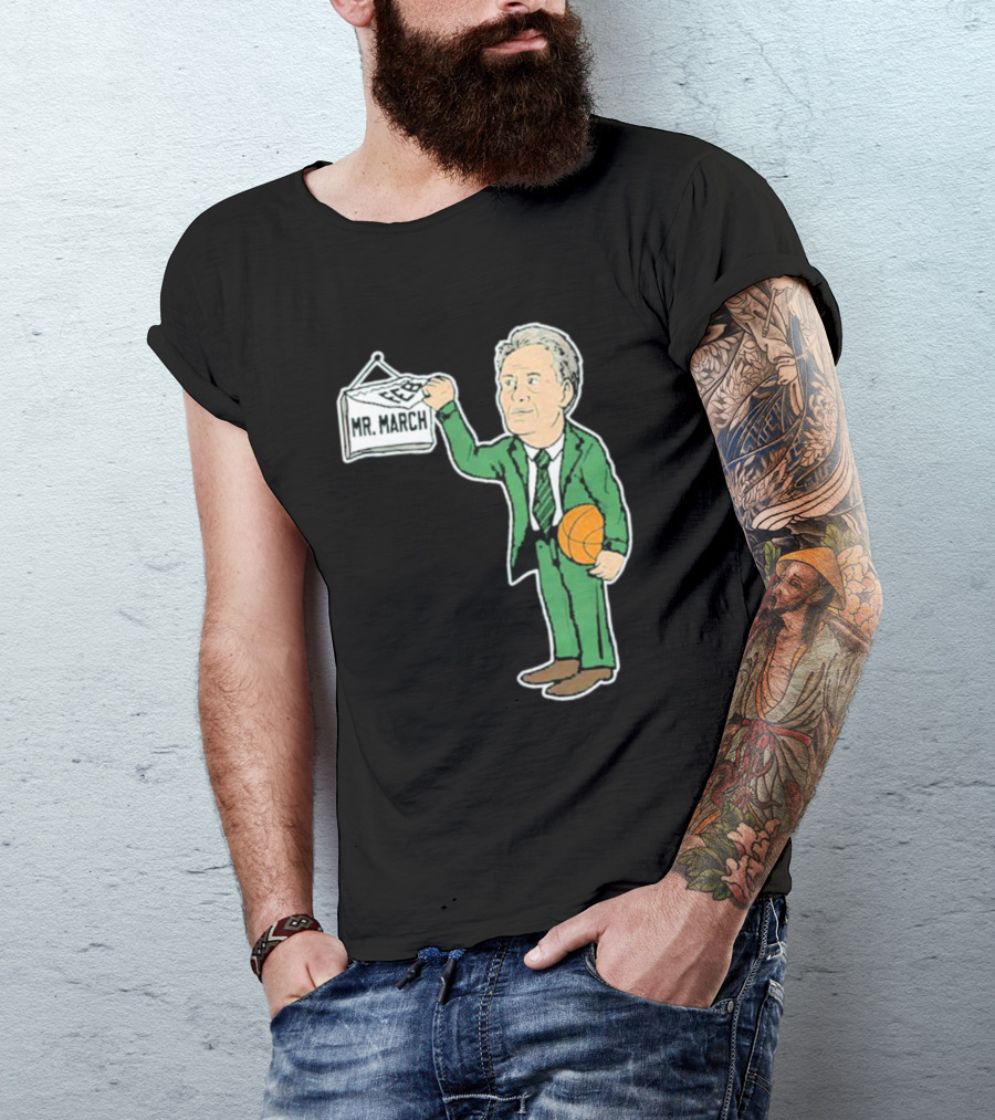 Mr. March Basketball Coach With Calendar In Green Suit Holding Basketball T-Shirt
