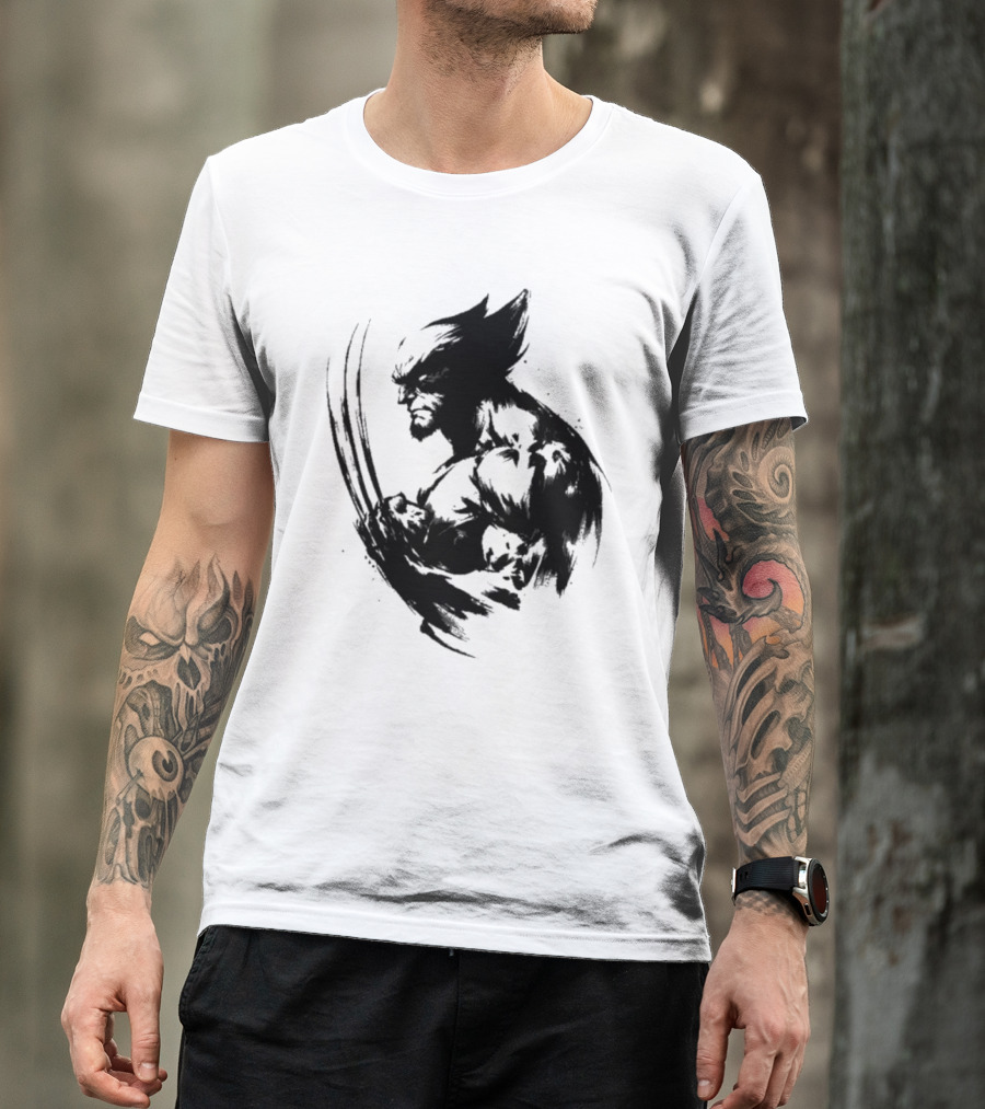 Mutant Inked Wolverine Claw Shadows Sketch T-Shirt