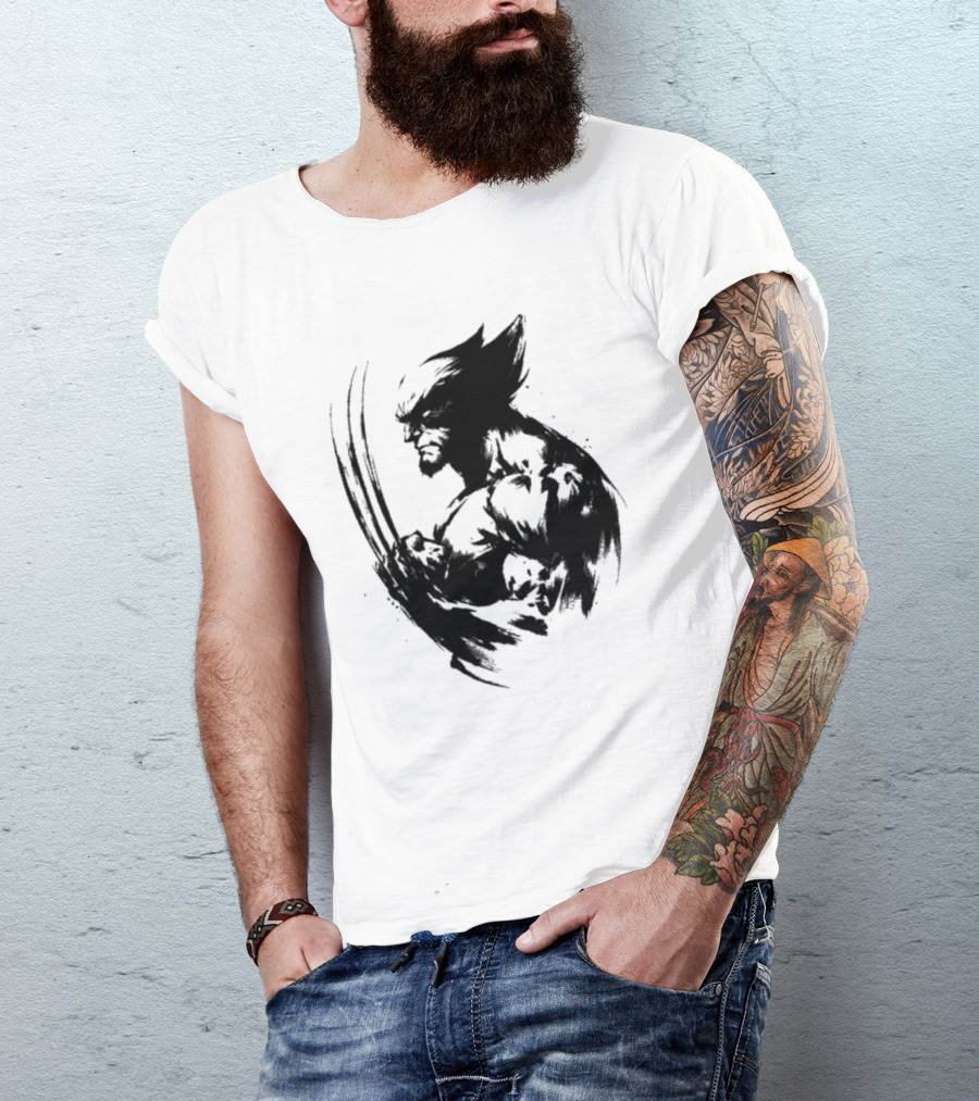Mutant Inked Wolverine Claw Shadows Sketch T-Shirt