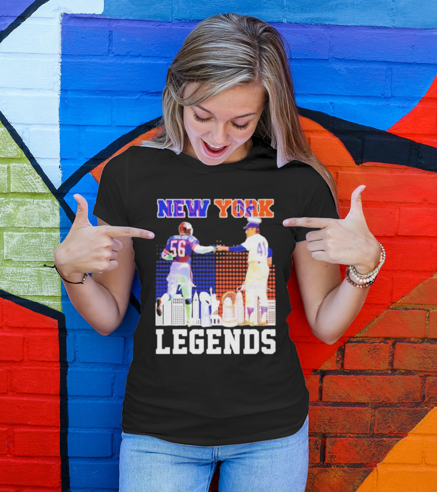 New York Lawrence Taylor Tom Seaver Legends Signatures T-Shirt