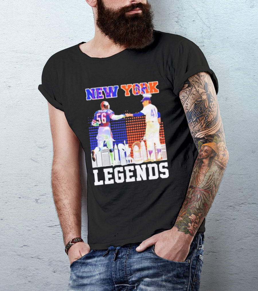New York Lawrence Taylor Tom Seaver Legends Signatures T-Shirt
