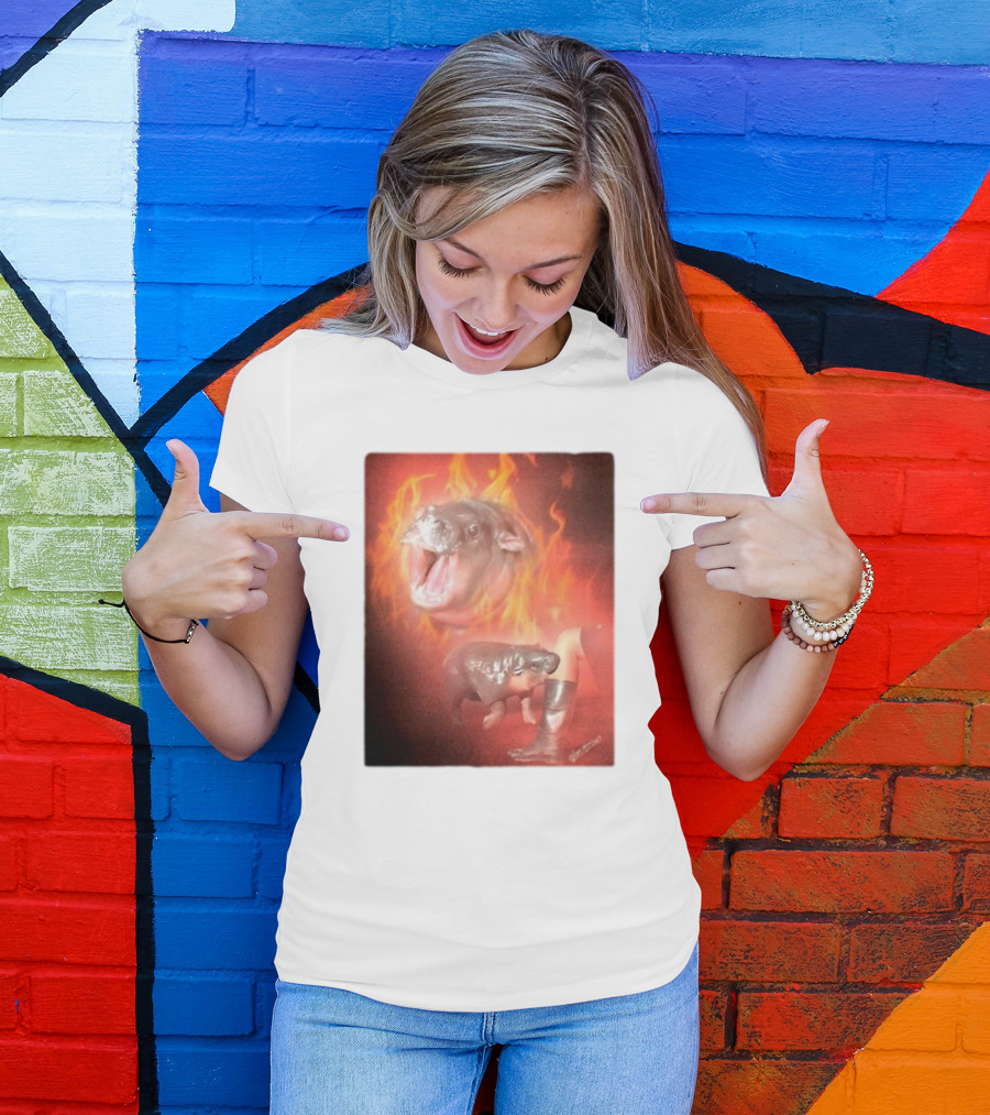 Twaniimals Moo Deng Mood Hippos On Fire T-Shirt