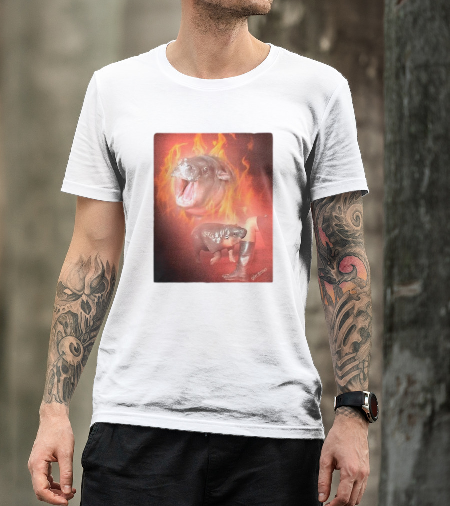Twaniimals Moo Deng Mood Hippos On Fire T-Shirt