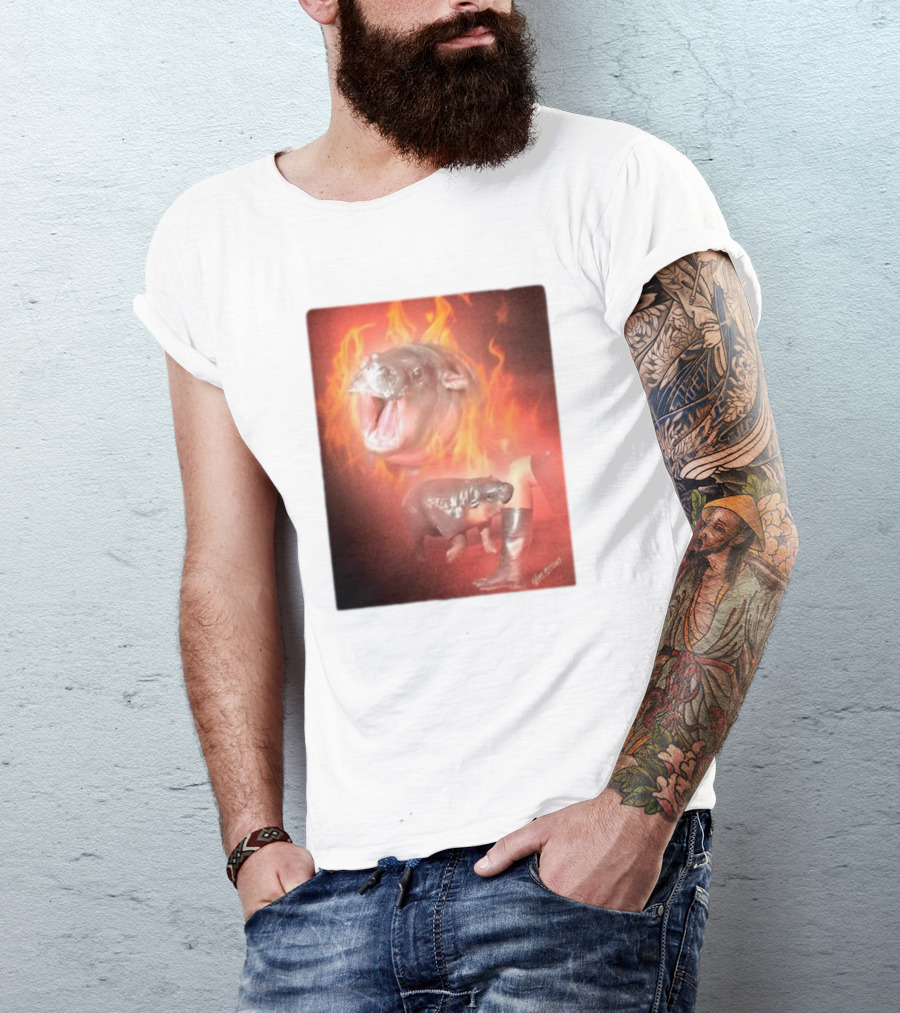 Twaniimals Moo Deng Mood Hippos On Fire T-Shirt