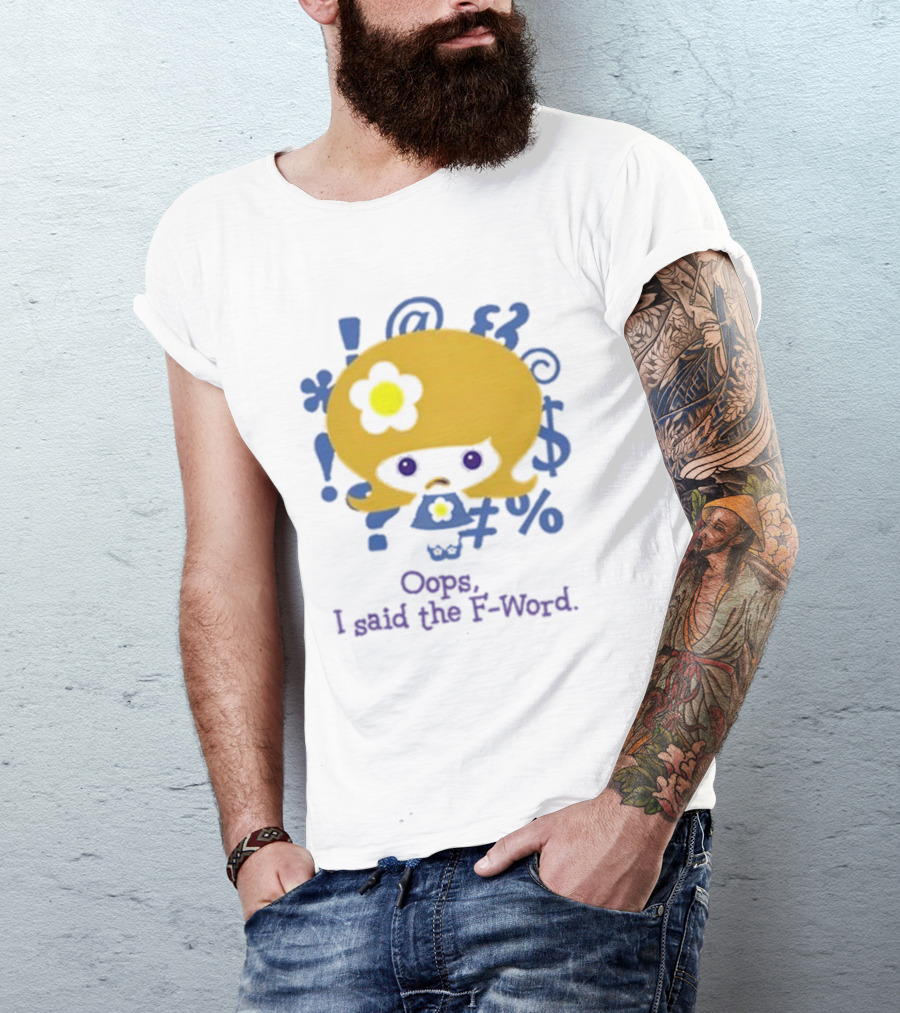Aaron Rare Oops I Said The F-Word Cute Character With Symbols T-Shirt