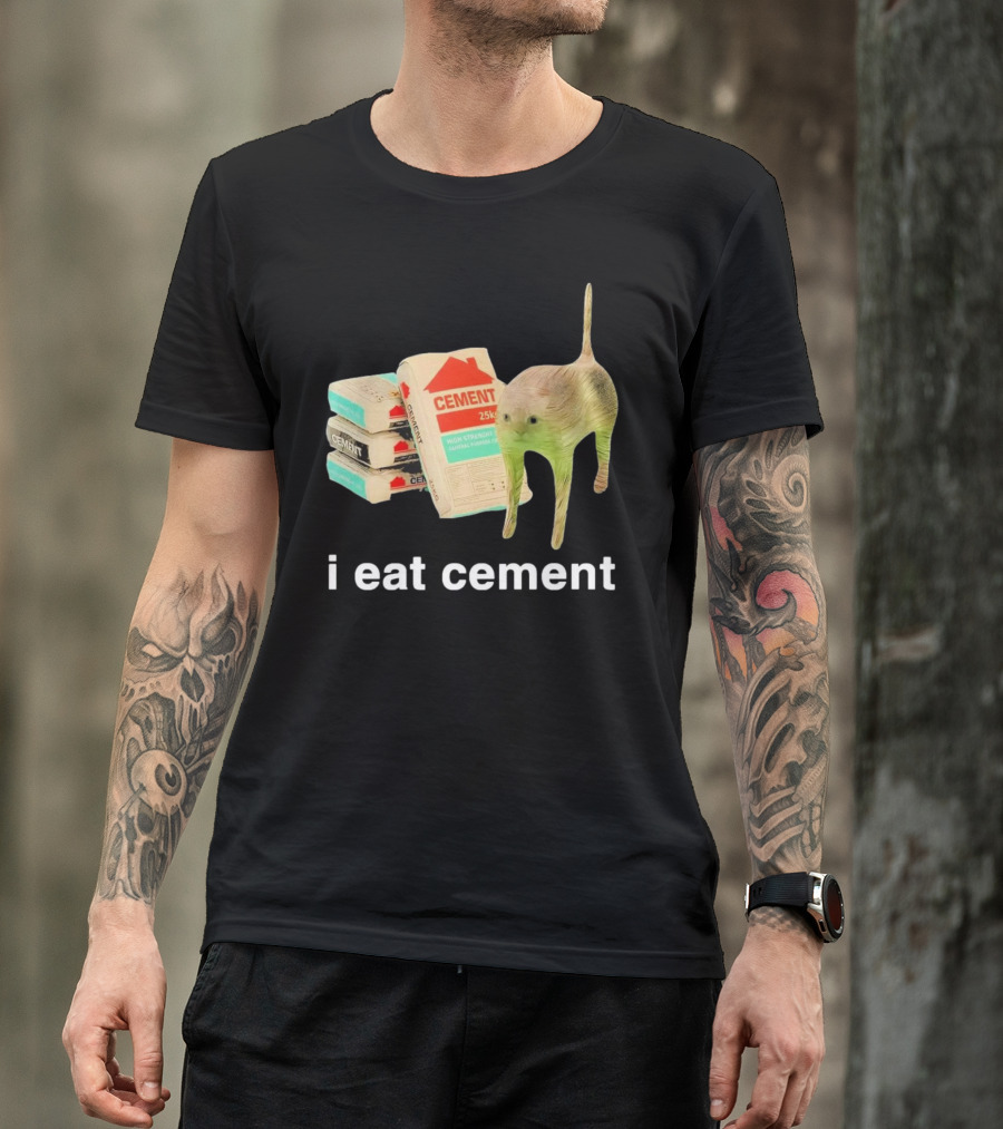 I Eat Cement Cursed Cat With Cement Bags T-Shirt
