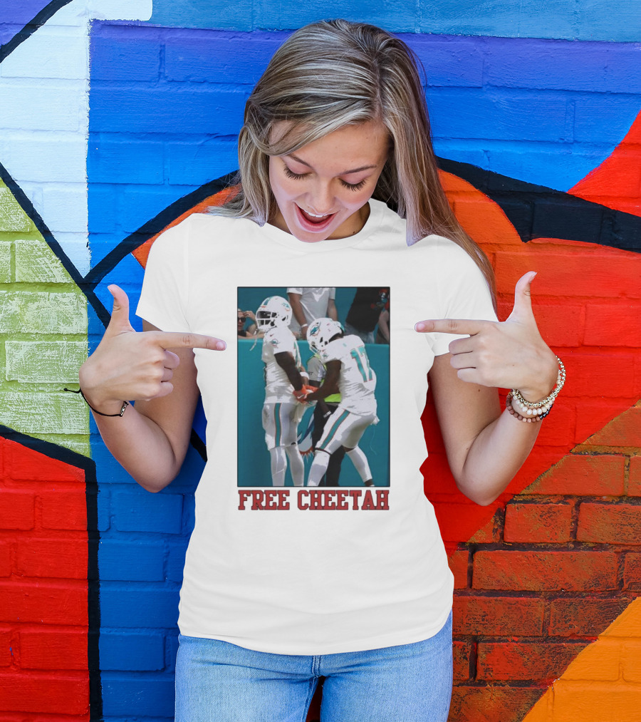 Free Cheetah Miami Dolphins Football Players T-Shirt