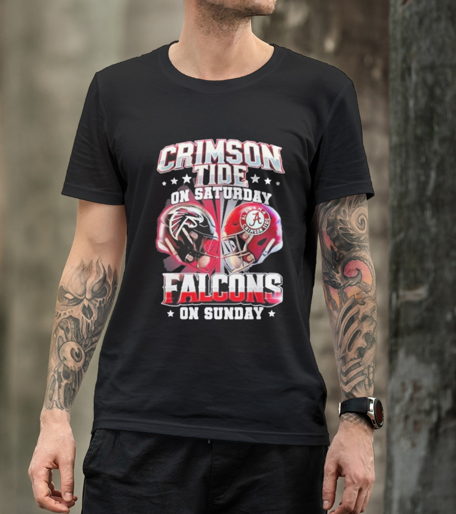 Crimson Tide On Saturday Falcons On Sunday Football Helmets T-Shirt