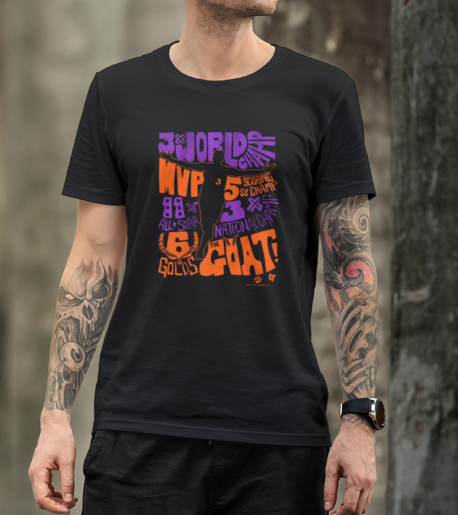 Diana Taurasi The GOAT 3x World Champ 3x Scoring Champ 5x National Champ MVP 10x All-Star 5x Olympic Gold Phoenix Mercury WNBA T-Shirt