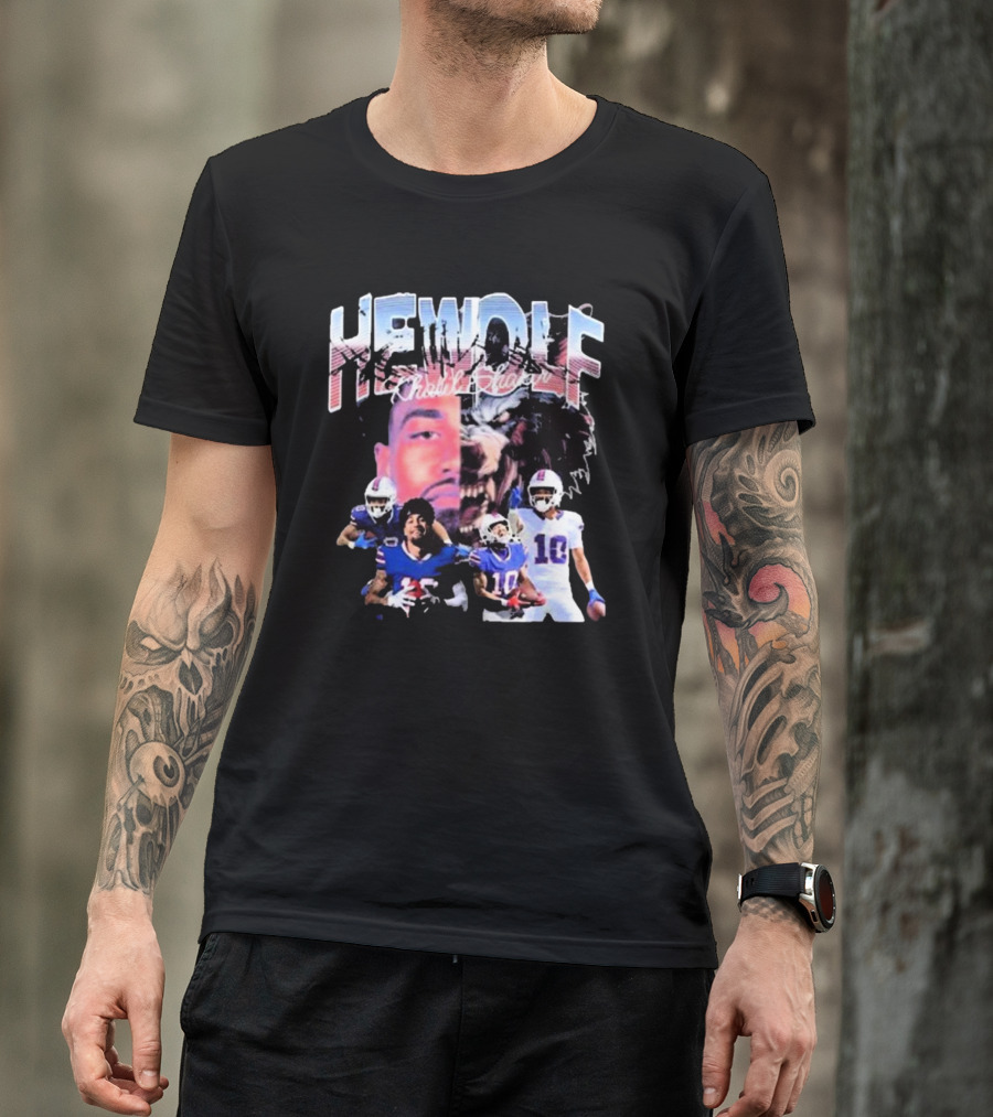 HeWolf Khalil Shakir Buffalo Bills NFL Players Wolf Fusion T-Shirt