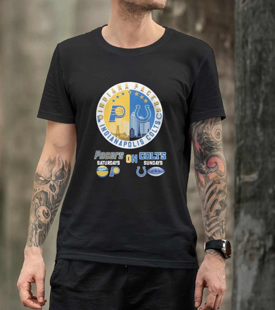 Indiana Pacers Indianapolis Colts Saturdays Pacers On Sundays Colts T-Shirt