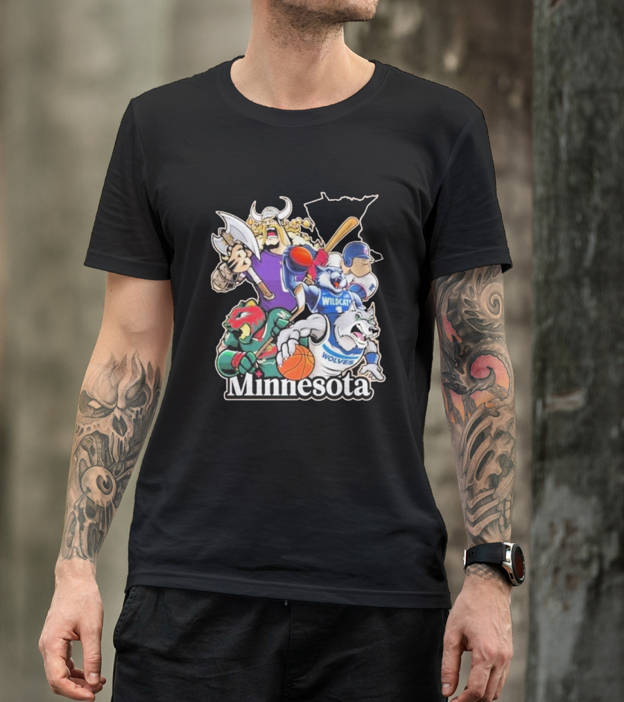 Minnesota Vikings Wildcat Wolves Sports Teams Mascots Vintage T-Shirt