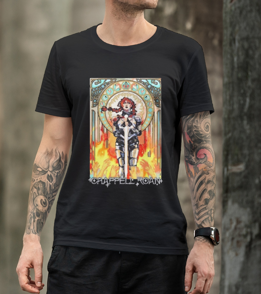 Chappell Roan Knight Armor Flame Background T-Shirt
