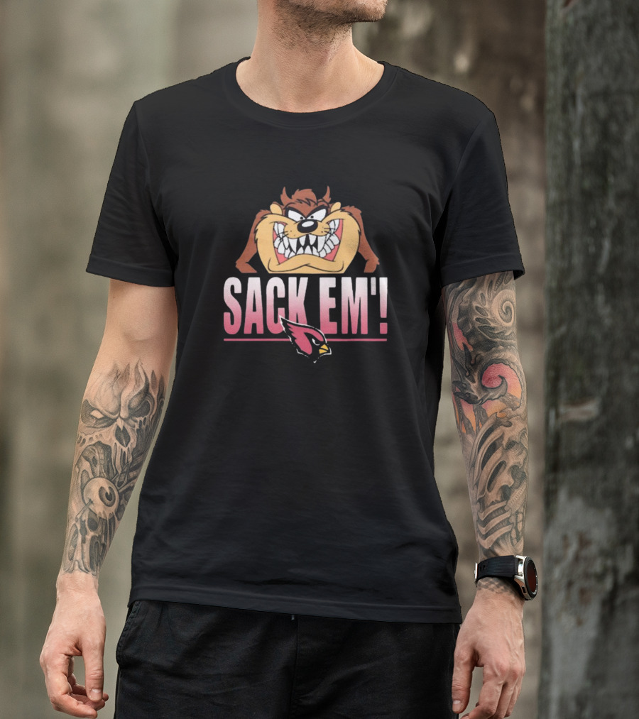 Looney Tunes Taz Sack Em Arizona Cardinals NFL T-Shirt