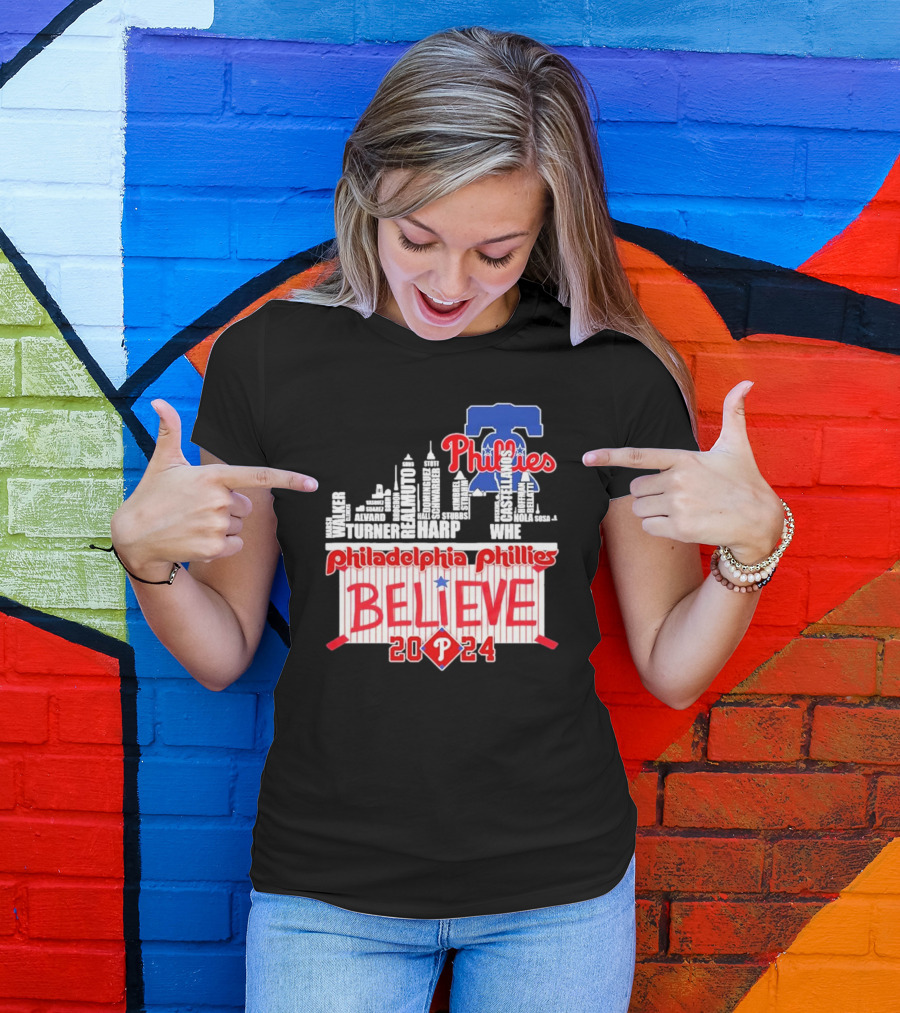 Philadelphia Phillies Believe Skyline Players Names October T-Shirt
