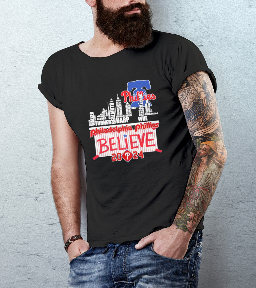 Philadelphia Phillies Believe Skyline Players Names October T-Shirt