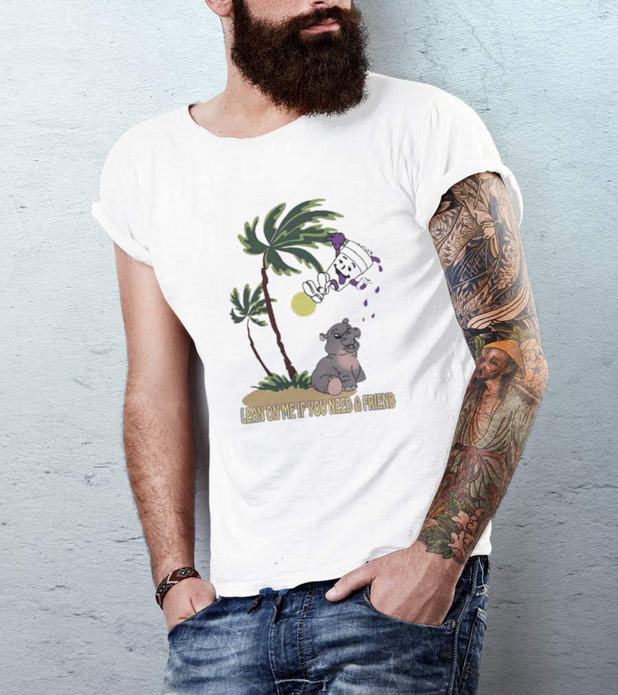 Lean On Me If You Need A Friend Tropical Scene Moo Deng T-Shirt