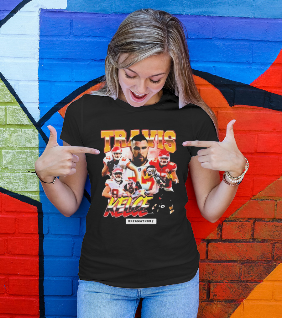 Travis Kelce Kansas City Chiefs Dreamathon Football Player Collage T-Shirt