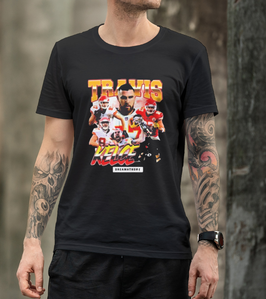 Travis Kelce Kansas City Chiefs Dreamathon Football Player Collage T-Shirt