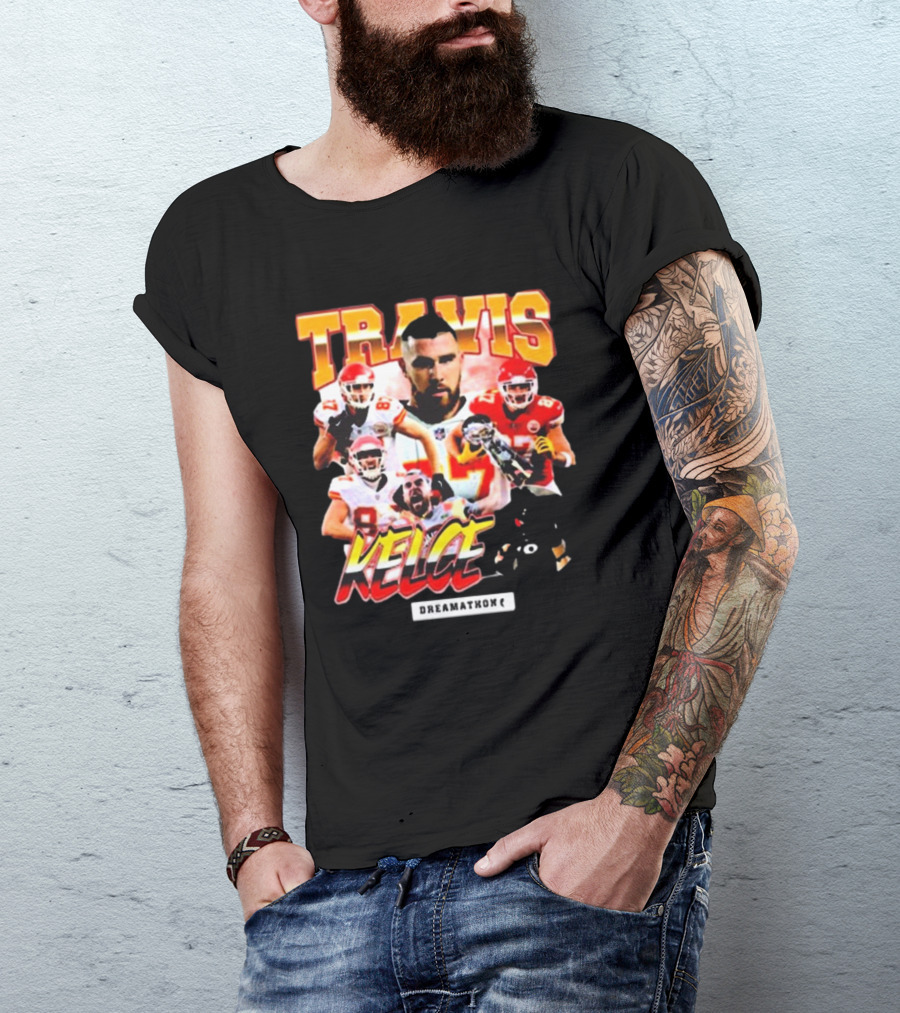 Travis Kelce Kansas City Chiefs Dreamathon Football Player Collage T-Shirt