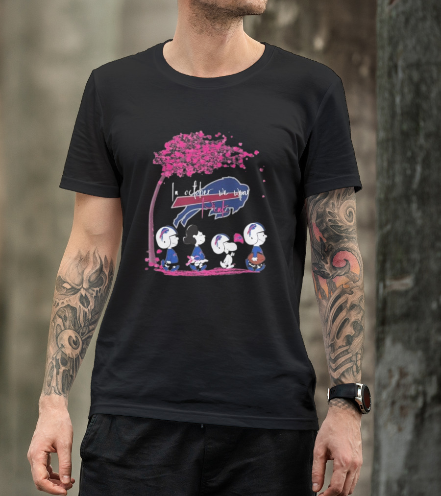 Peanuts Characters Buffalo Bills October Pink T-Shirt