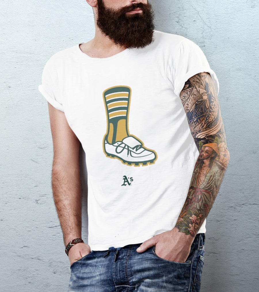 Oakland Athletics A's Iconic Green And Gold Footwear T-Shirt
