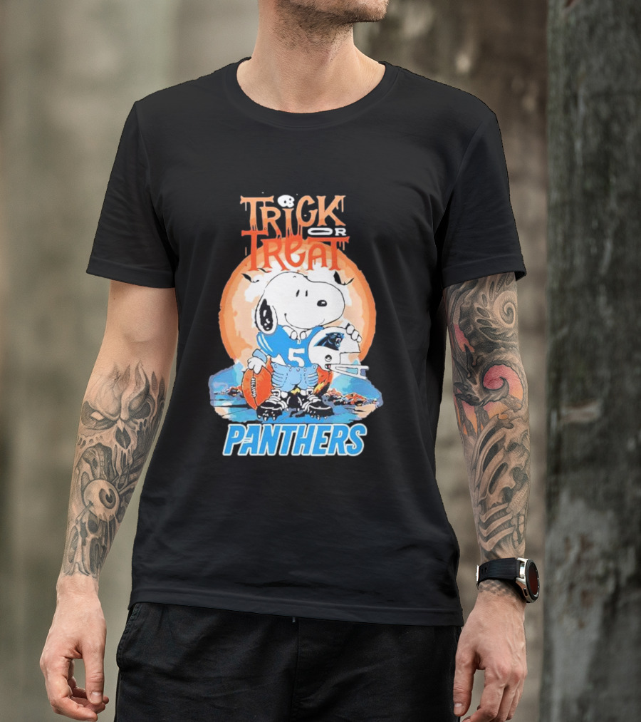 Trick Or Treat Snoopy Panthers Carolina NFL Inspired T-Shirt
