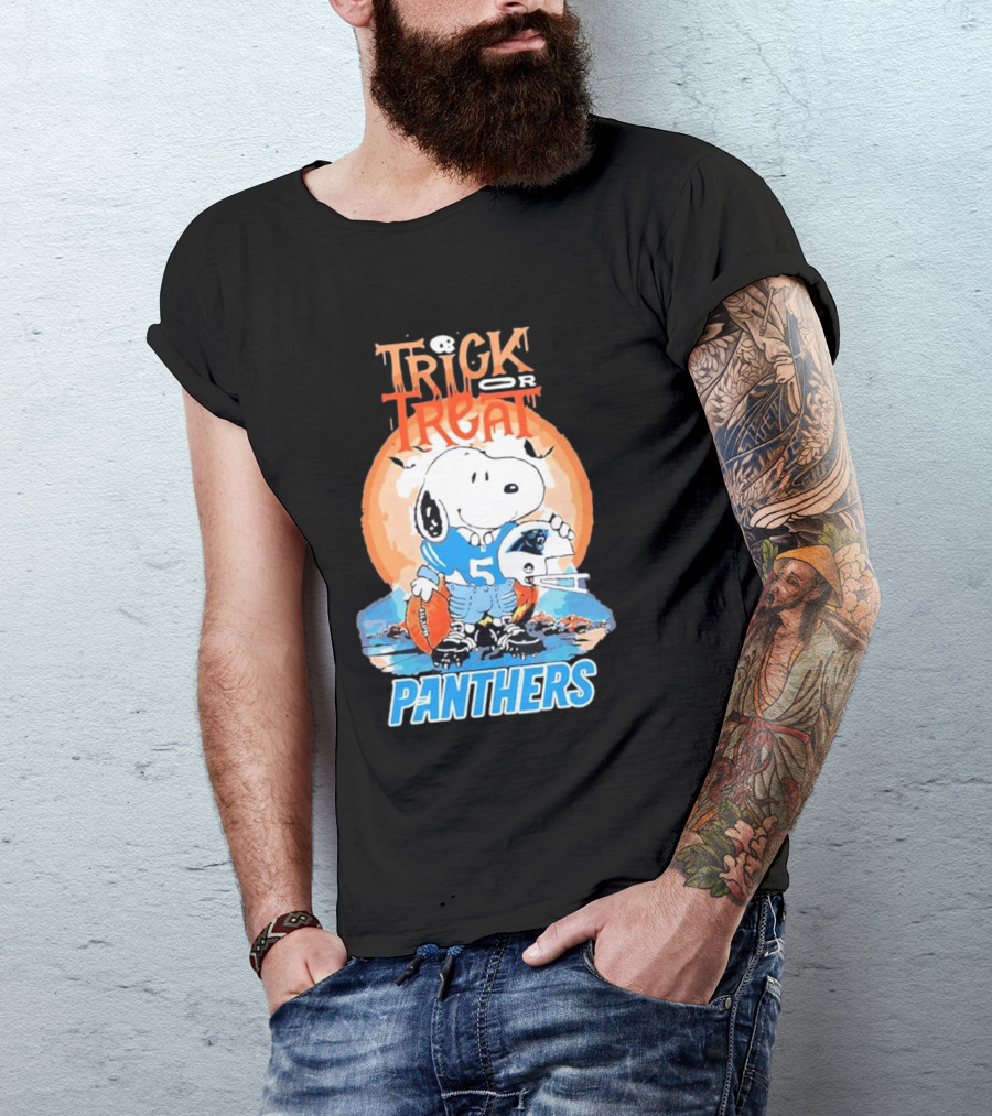 Trick Or Treat Snoopy Panthers Carolina NFL Inspired T-Shirt