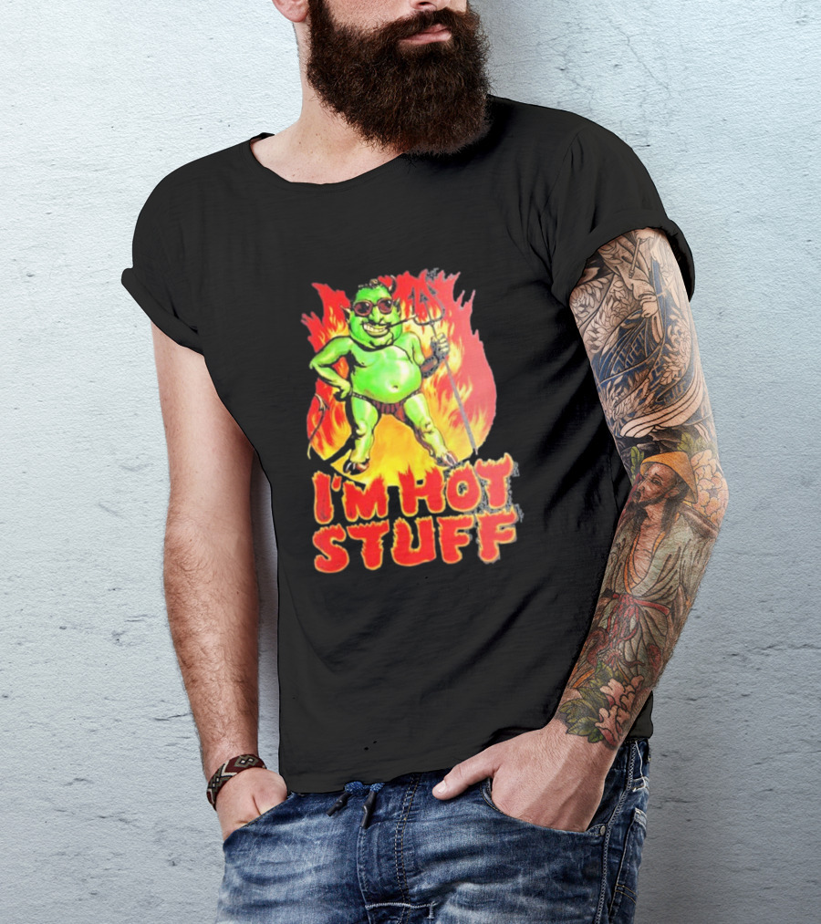I’m Hot Stuff Devil With Pitchfork And Flames T-Shirt