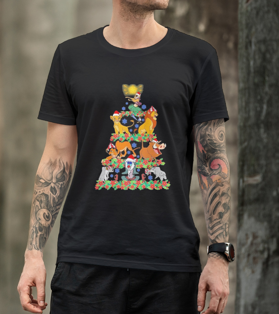 Lion King Characters Christmas Tree Very Merry Xmas Party T-Shirt