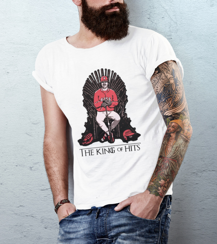 Pete Rose The King Of Hits 4256 Hustle Throne T-Shirt