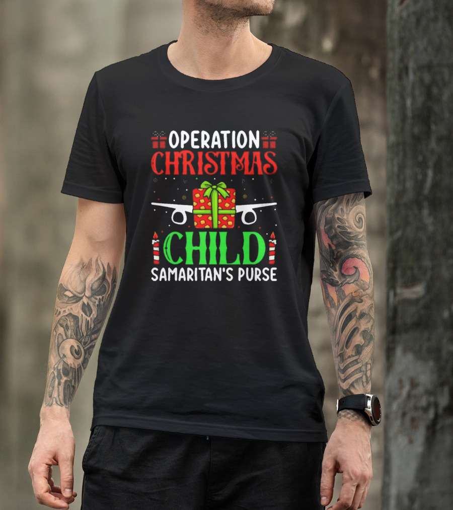 Operation Christmas Child Samaritan's Purse Airplane Gift Box Candles T-Shirt