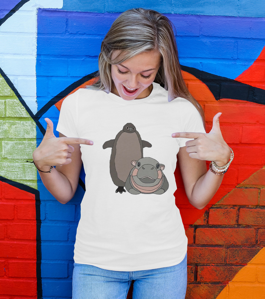 Pesto The Penguin And Moo Deng The Baby Hippo Friends Adventure T-Shirt